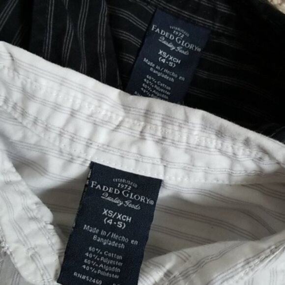 Faded Glory Black & White Striped Short Sleeve Button Down Shirts Boys XS - Picture 7 of 7